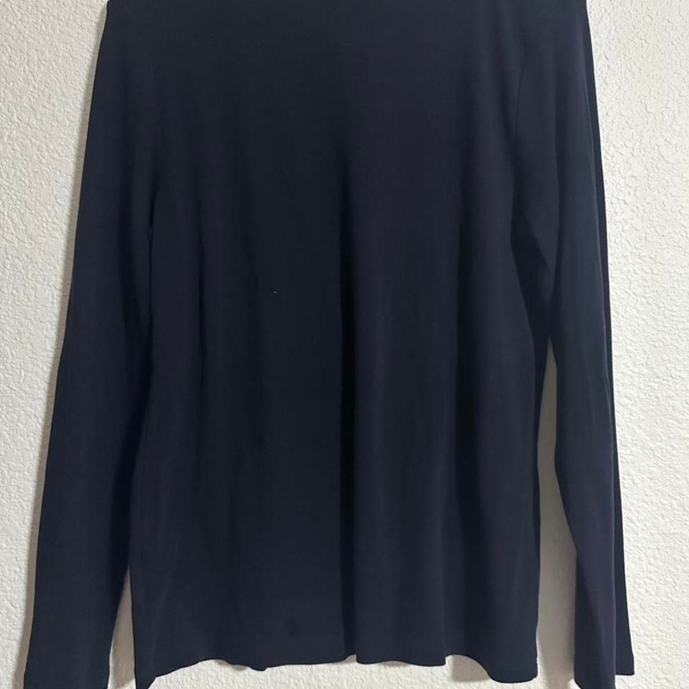 100% Pima Cotton Navy Long Sleeve Shirt Organic Basic Classic - Picture 4 of 4